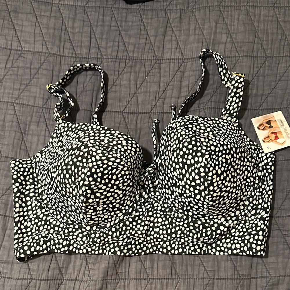 Smart & Sexy Black and White Spotted Bikini Top